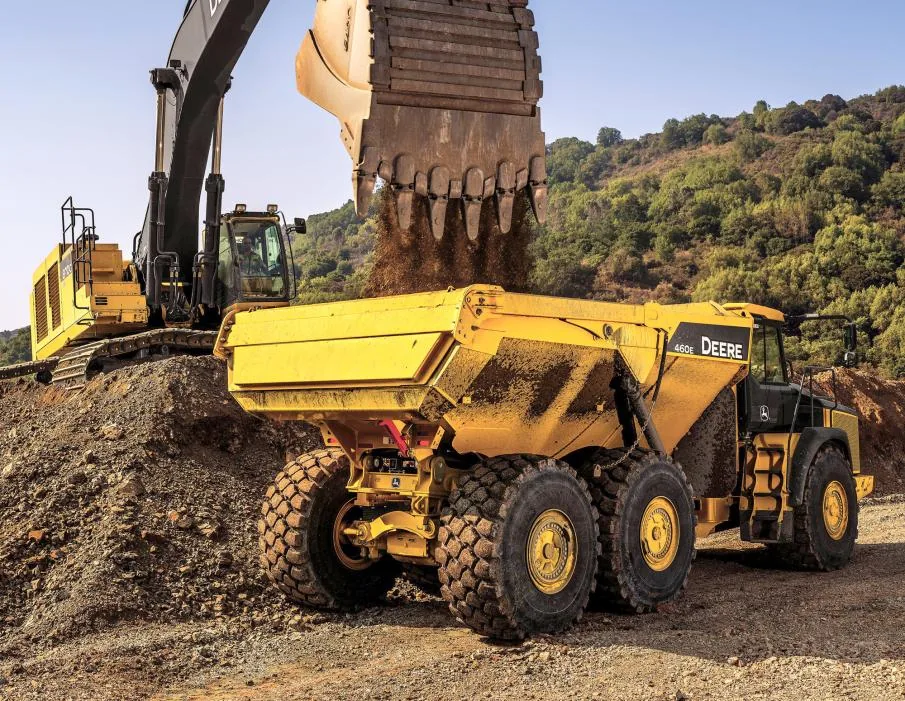 Illustrative machinery loading construction material
