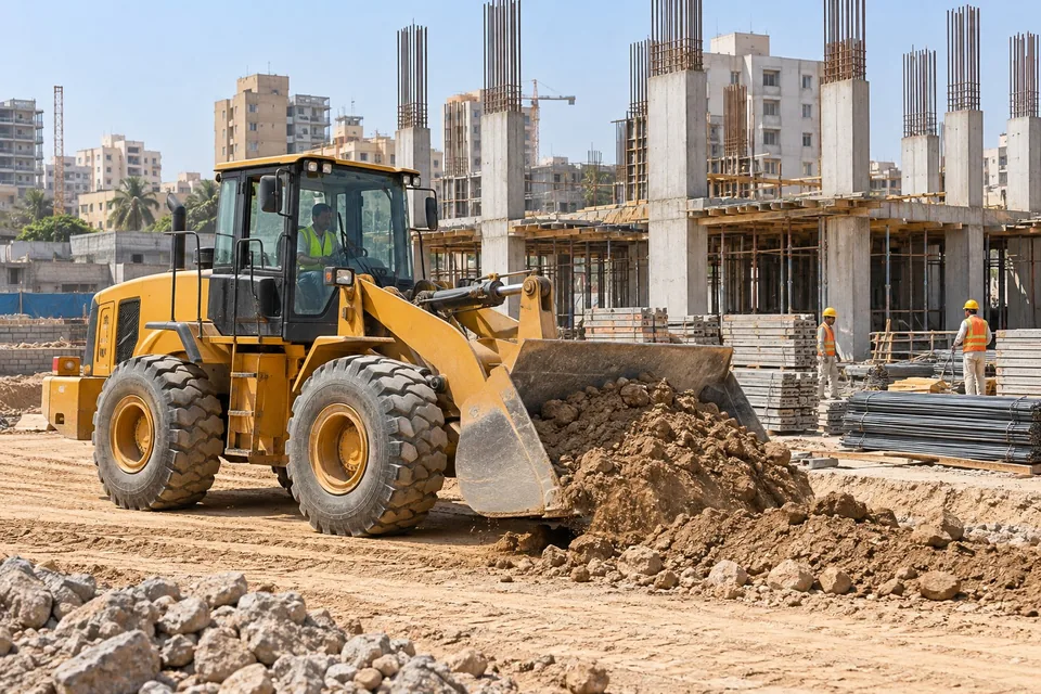 Illustrative construction machinery supporting site work