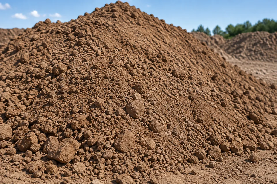 Brown soil and filling material stockpile
